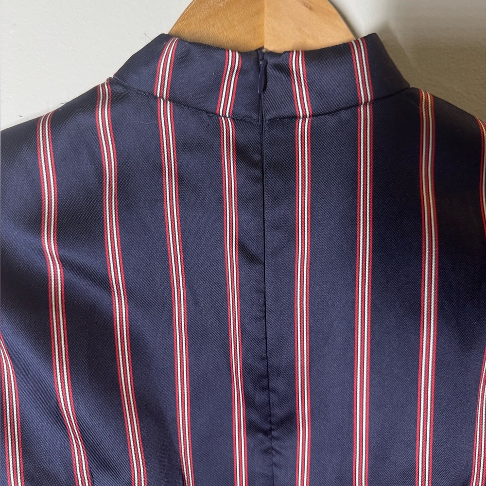 NWT Sandro Respect Navy/White/Red Striped Puff-Sleeve Women’s Mini Dress 40/8 - Picture 9 of 13
